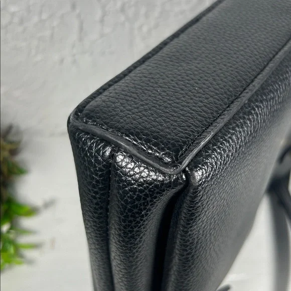 Nanette Lepore Crossbody 3 Compartment Purse Vegan Pebbled Black Leather Bag - Picture 9 of 16